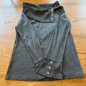 Chic Gray Sweater with Button Accents